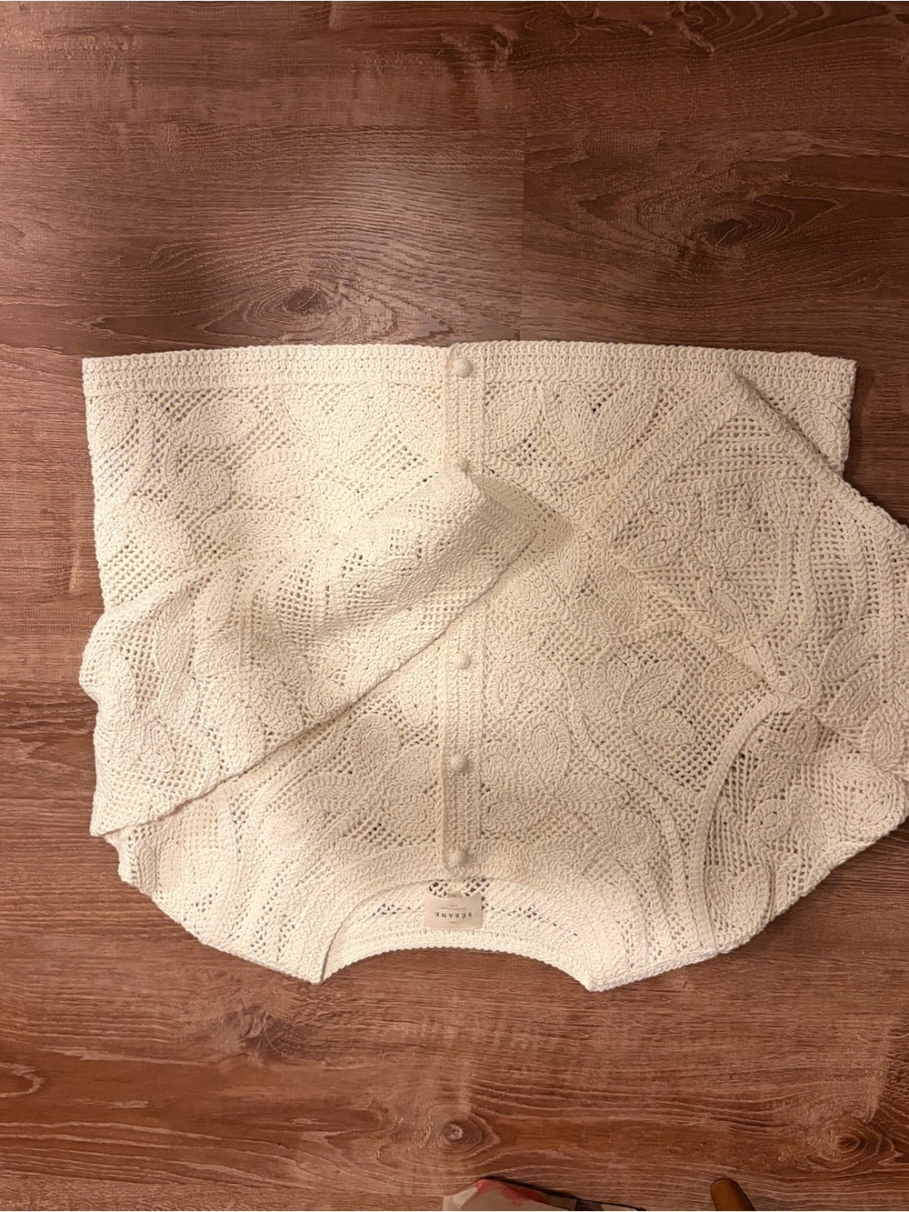 Sézane Nora Pointelle Cardigan Ecru XL (European) - Picture 3 of 4